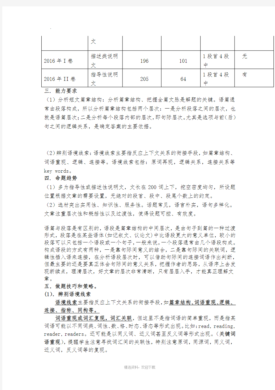 七选五题型分析与解题技巧