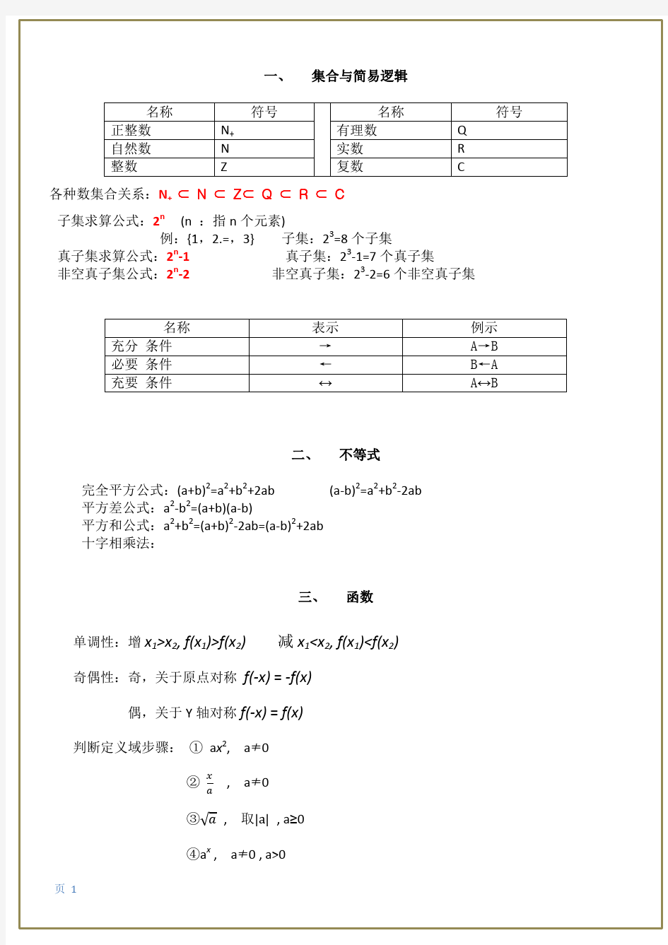 成人高考数学公式复习总结