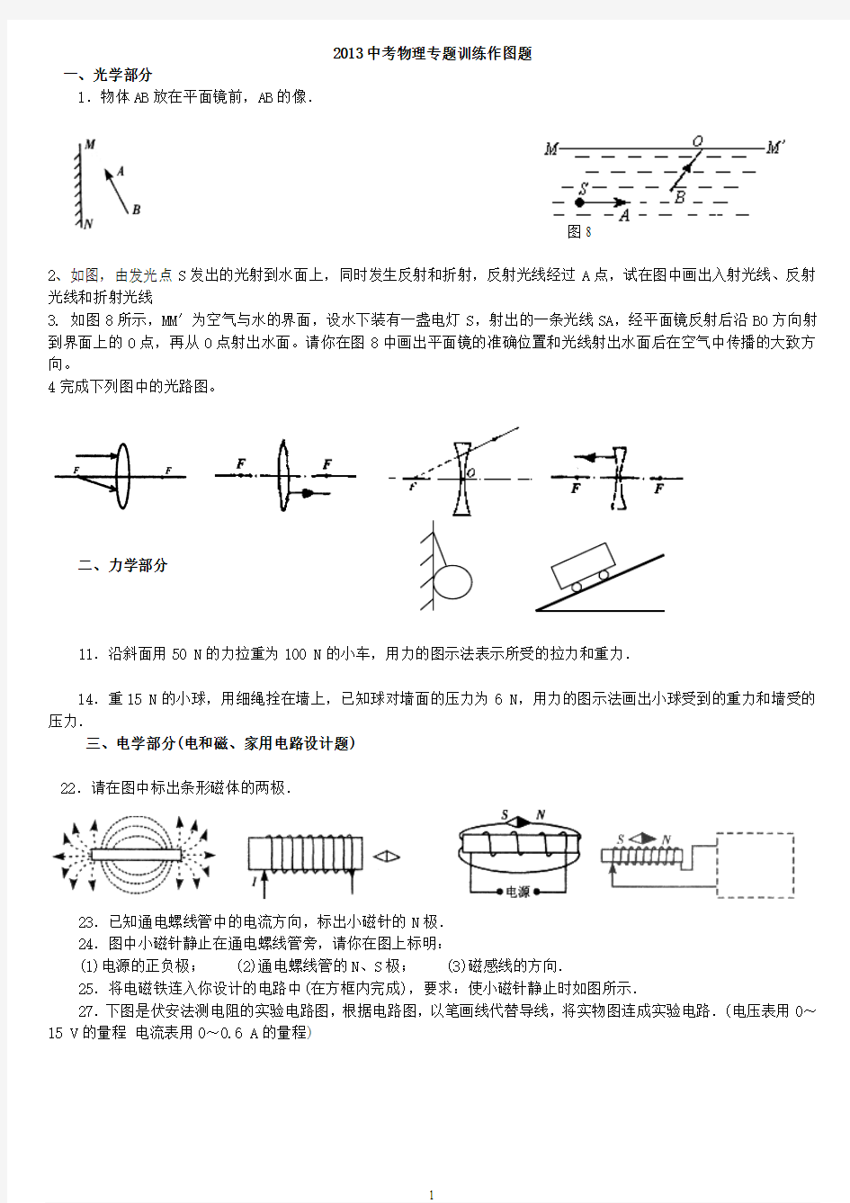 2013中考物理作图题专题训练