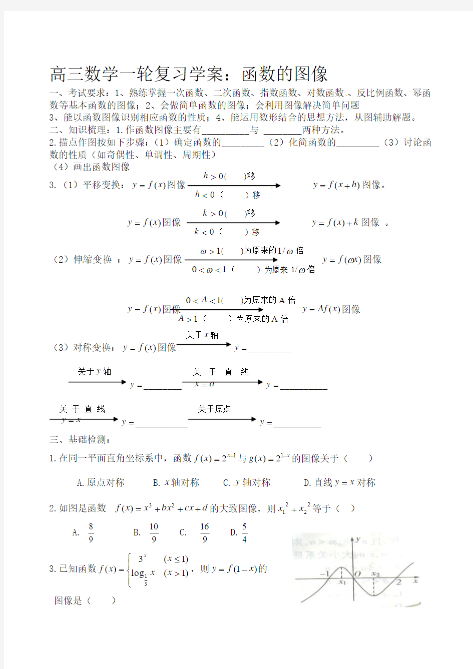 高三数学一轮复习学案：函数的图像