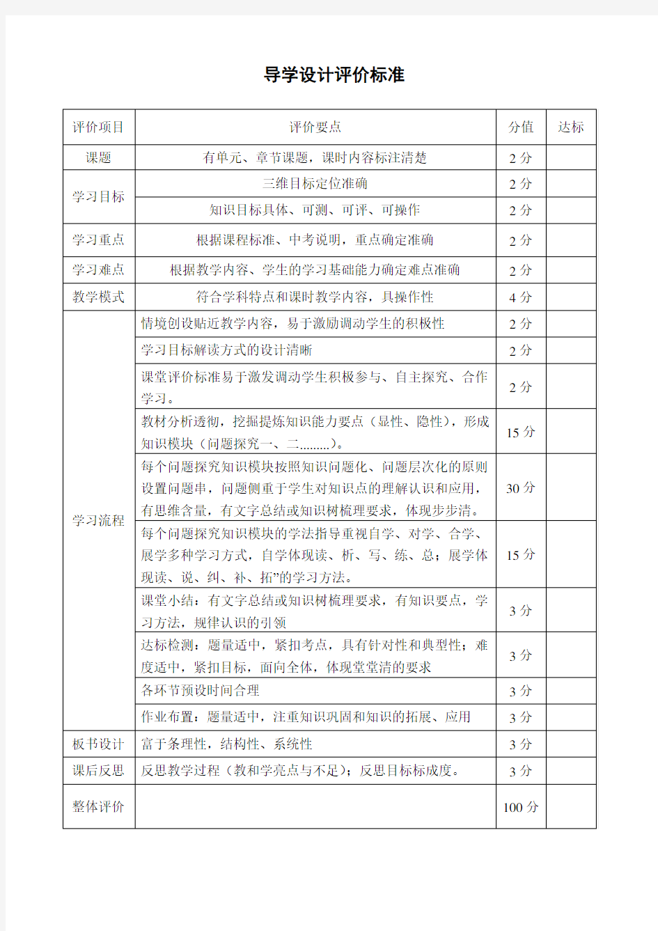 导学案评价标准