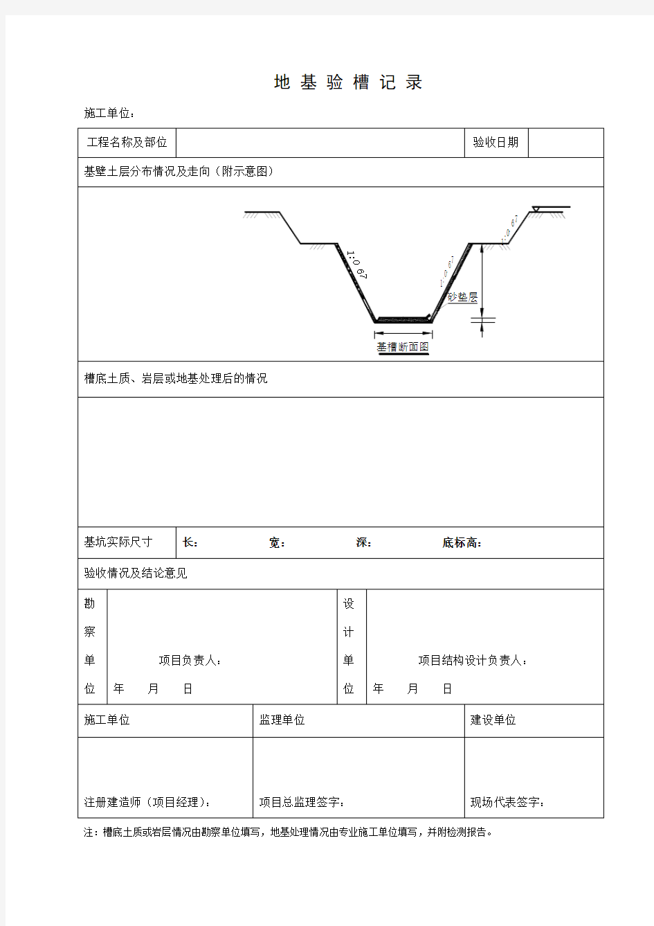 基槽断面图-地基验槽记录