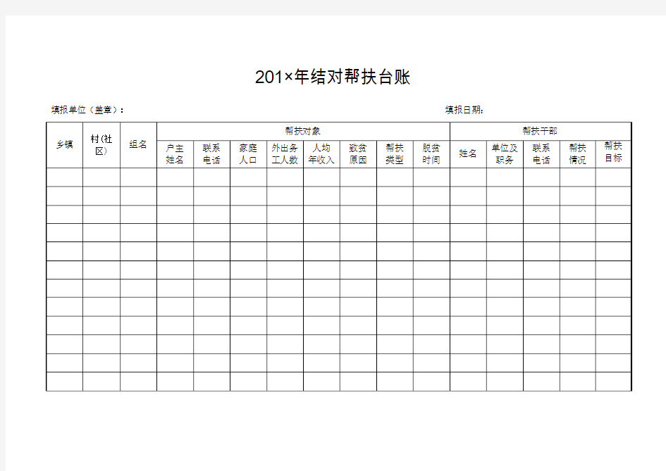 201×年结对帮扶台账