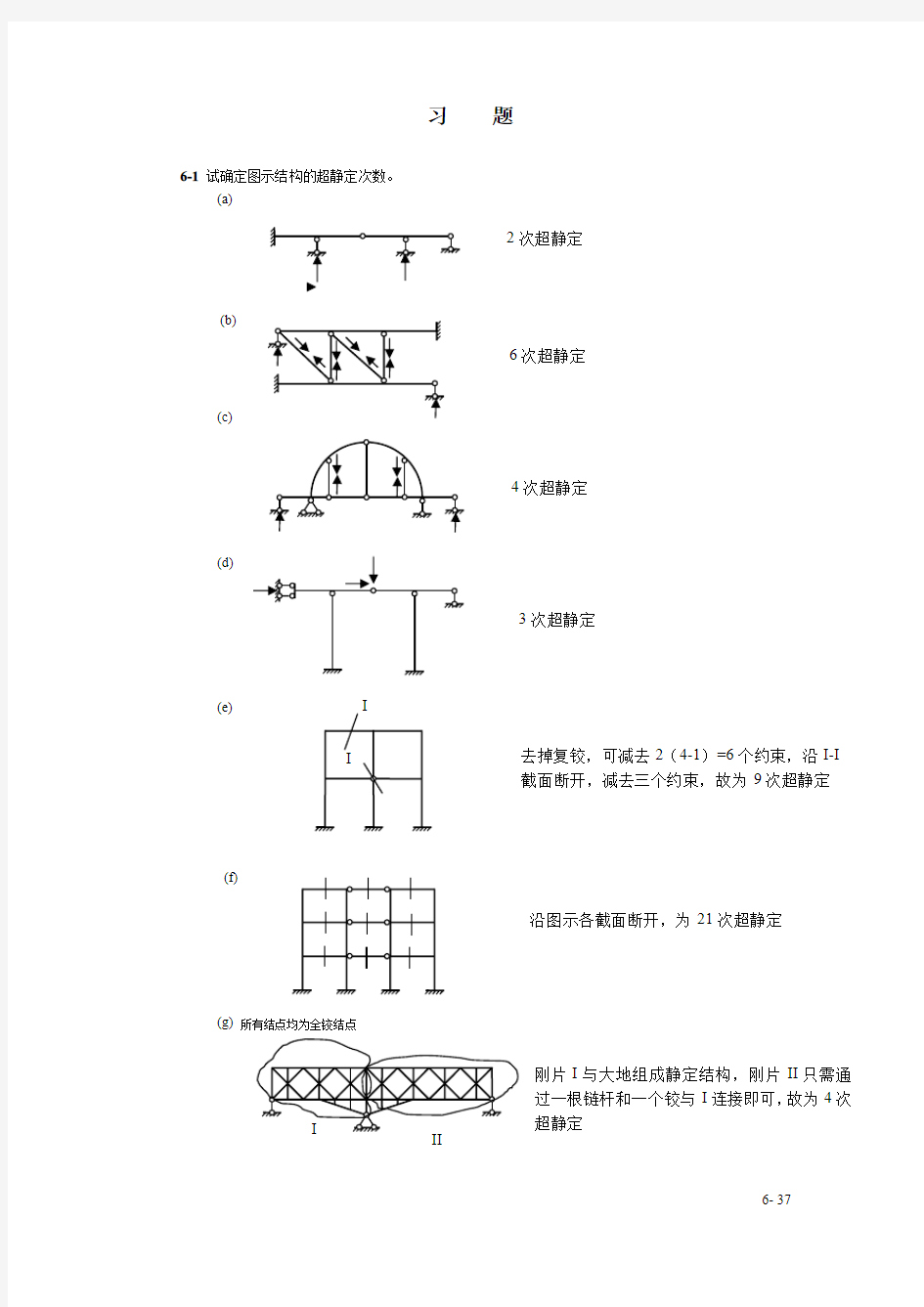 结构力学课后答案-第6章--力法