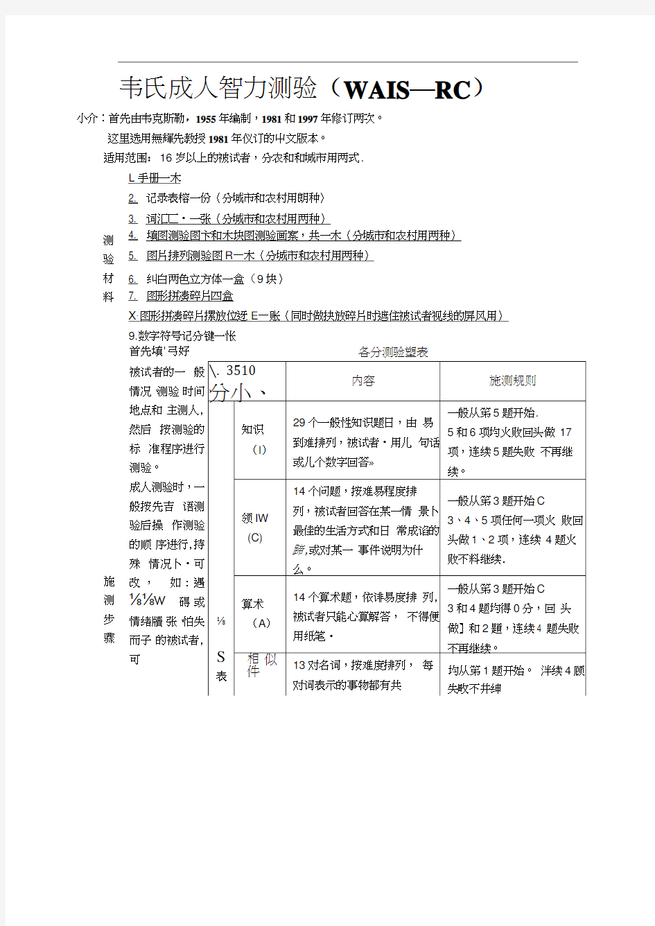 韦氏智力测试及结果分析.docx