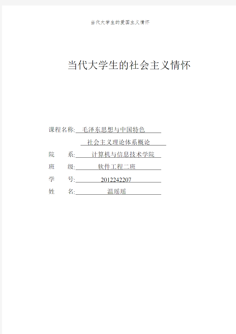 当代大学生的爱国主义情怀