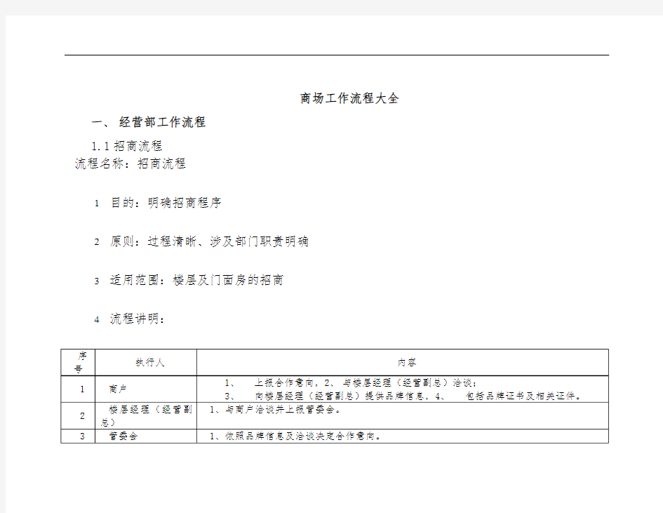 商场工作计划流程大全