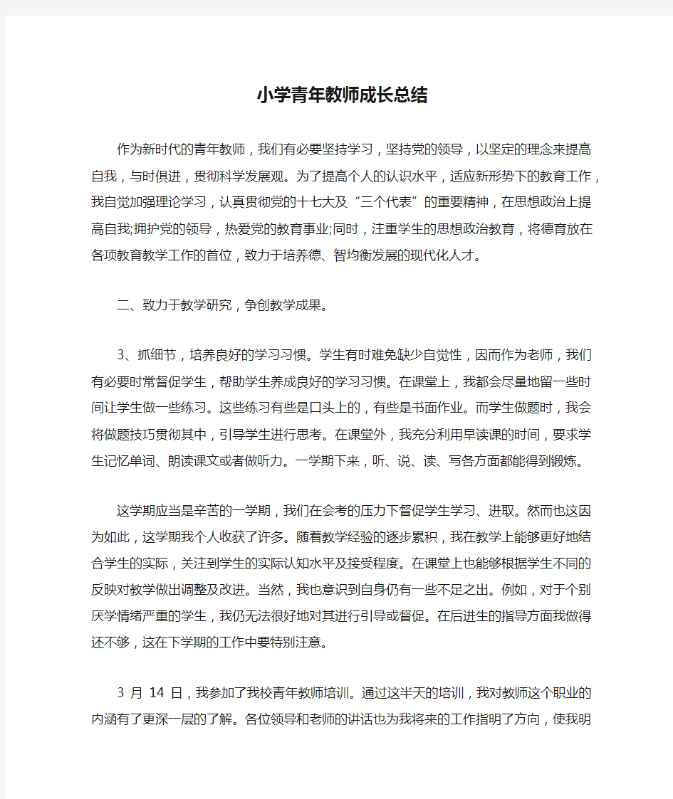 小学青年教师成长总结