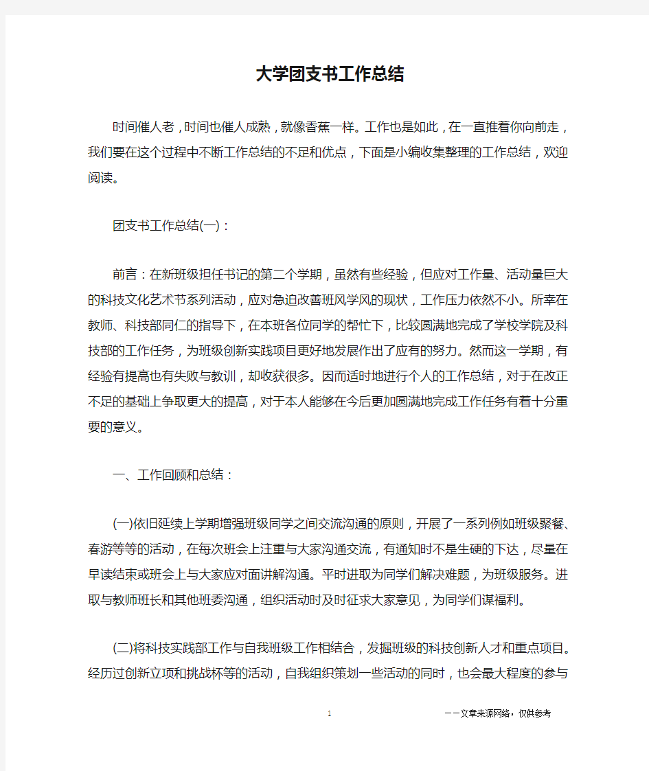 大学团支书工作总结