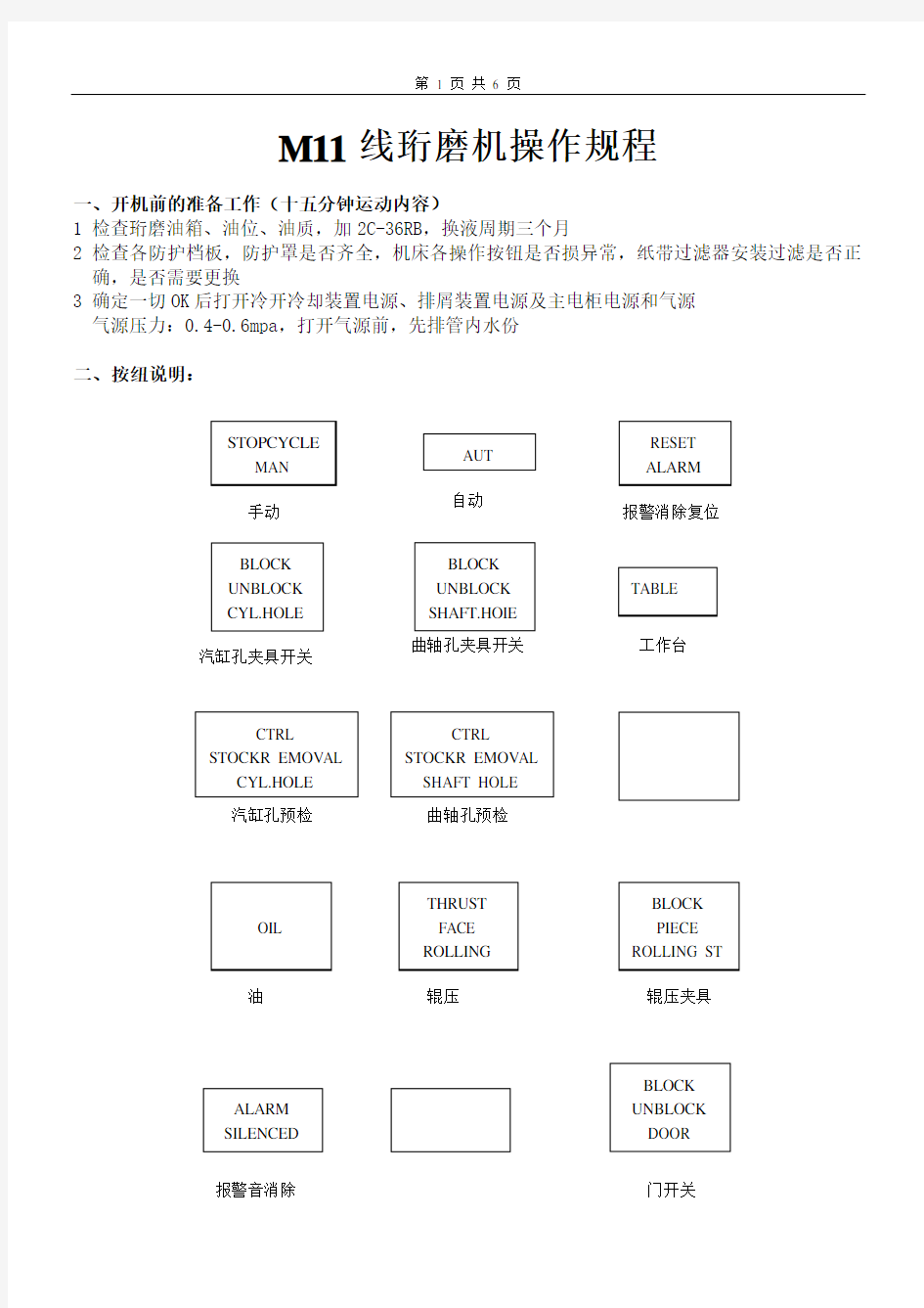 进口MAS珩磨机操作规程