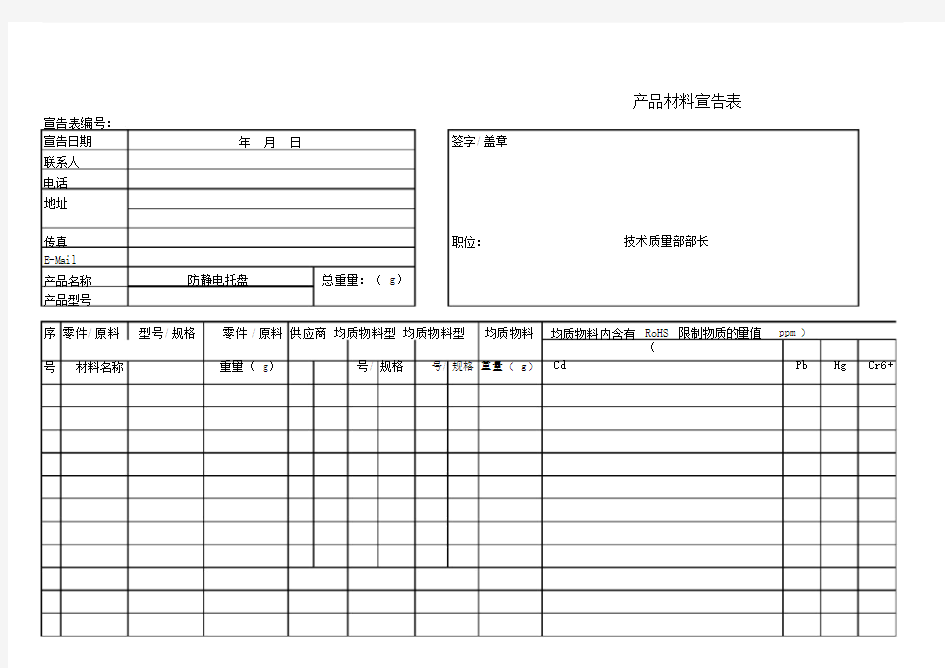 产品材料宣告表.doc