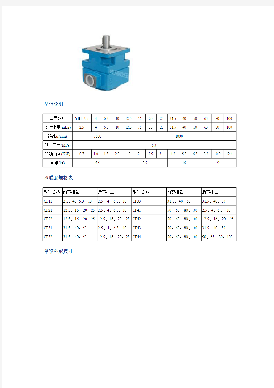 叶片泵参数