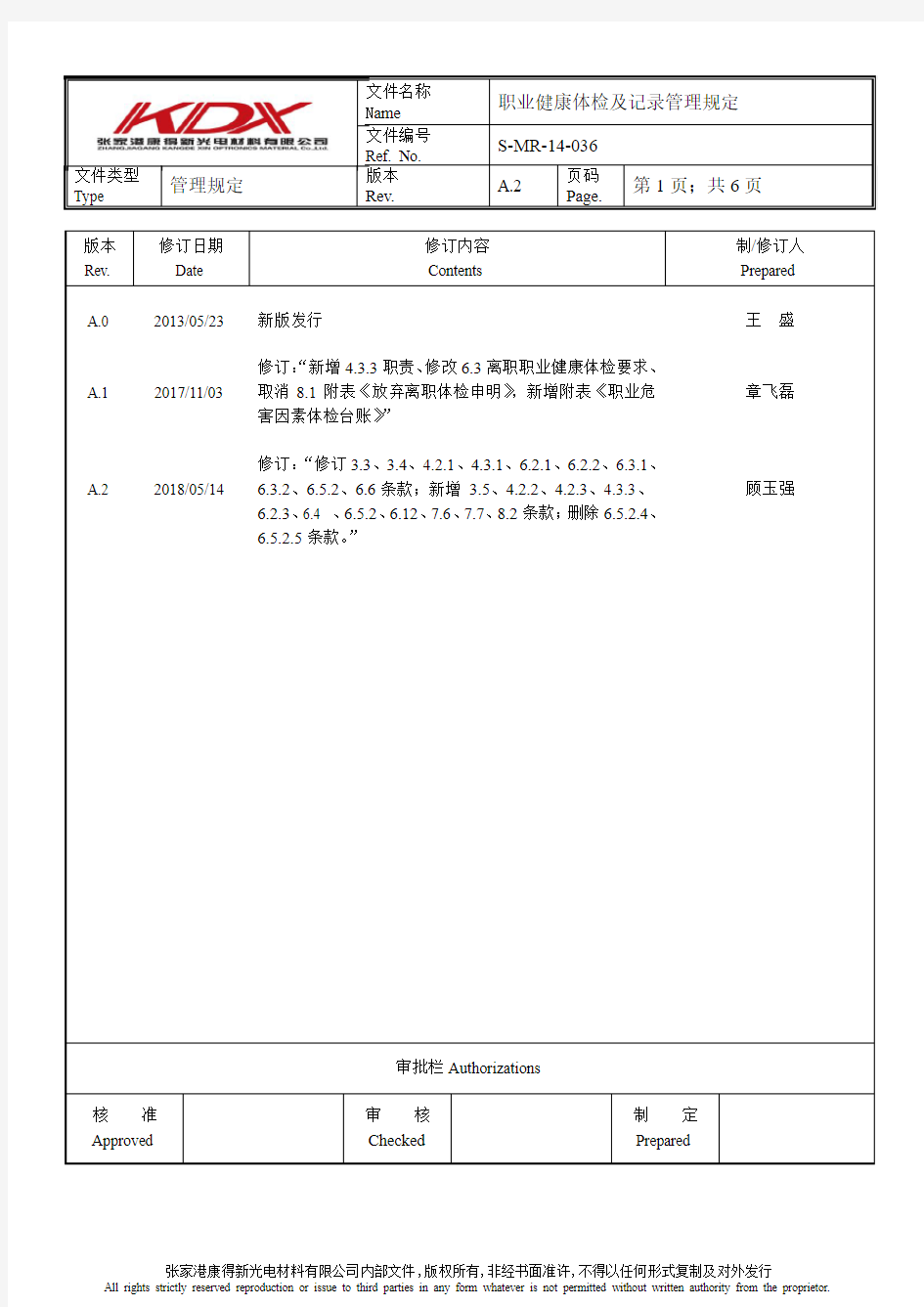 职业健康体检及记录管理规定