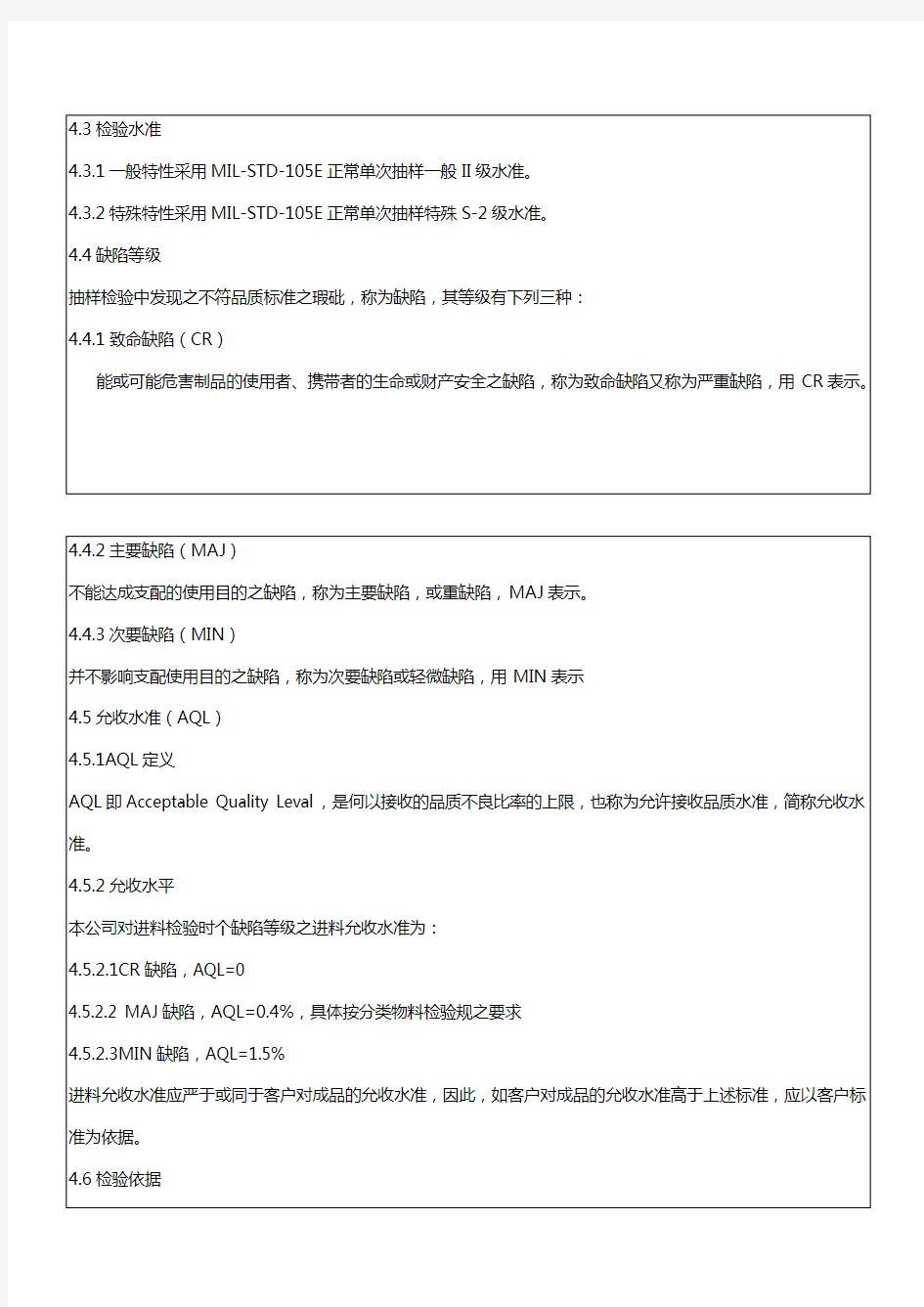 IQC来料检验规范方案标准书