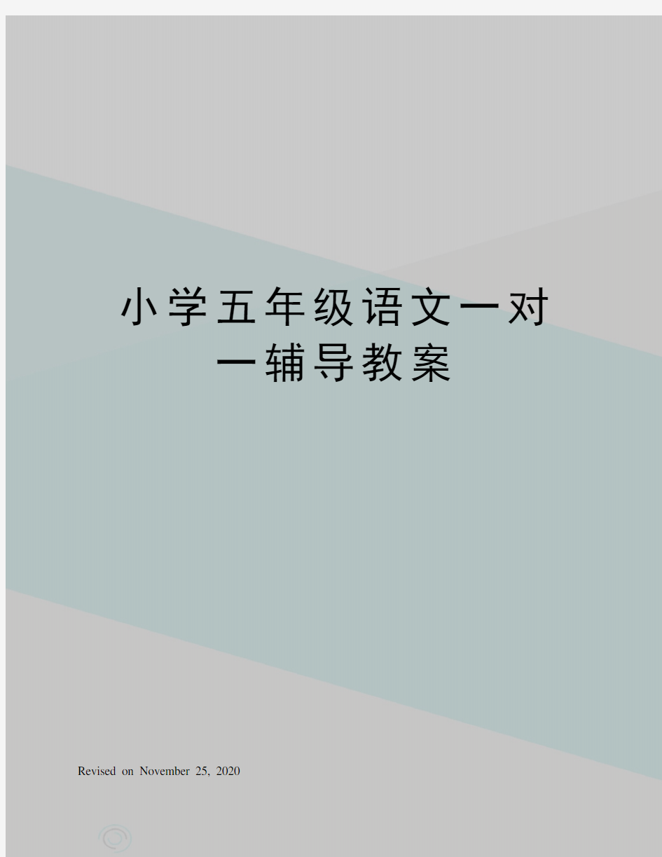 小学五年级语文一对一辅导教案