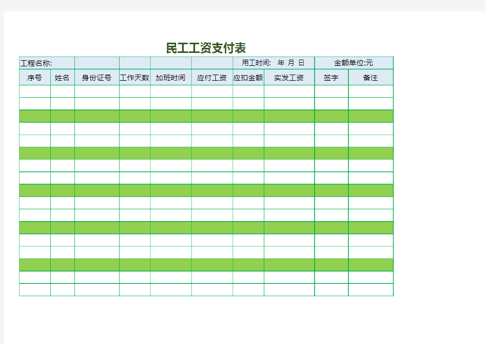 民工工资支付表