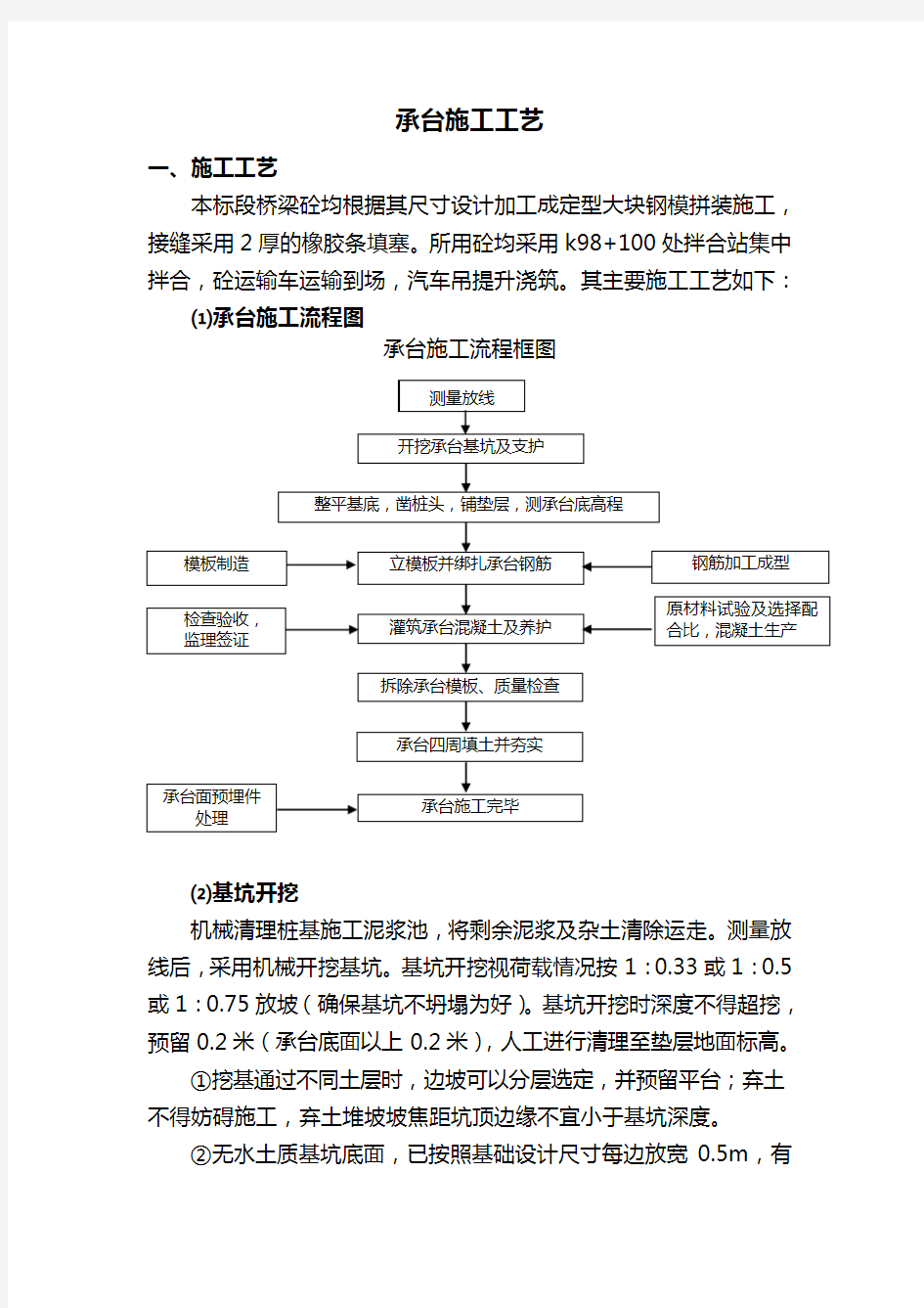 承台(系梁)施工工艺