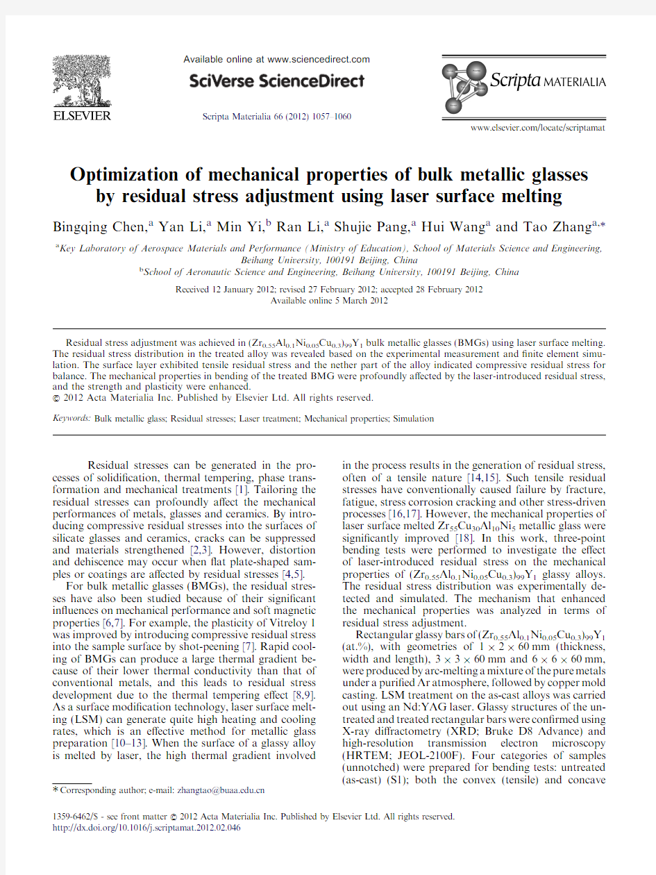 2012  Optimization of mechanical properties of bulk metallic glasses
