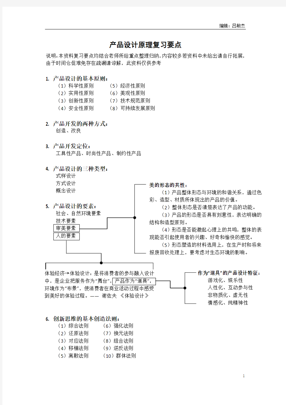 产品设计原理复习要点