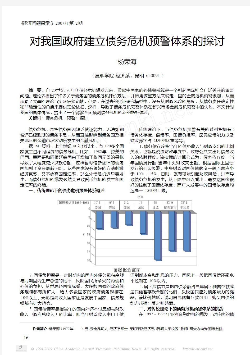 对我国政府建立债务危机预警体系的探讨