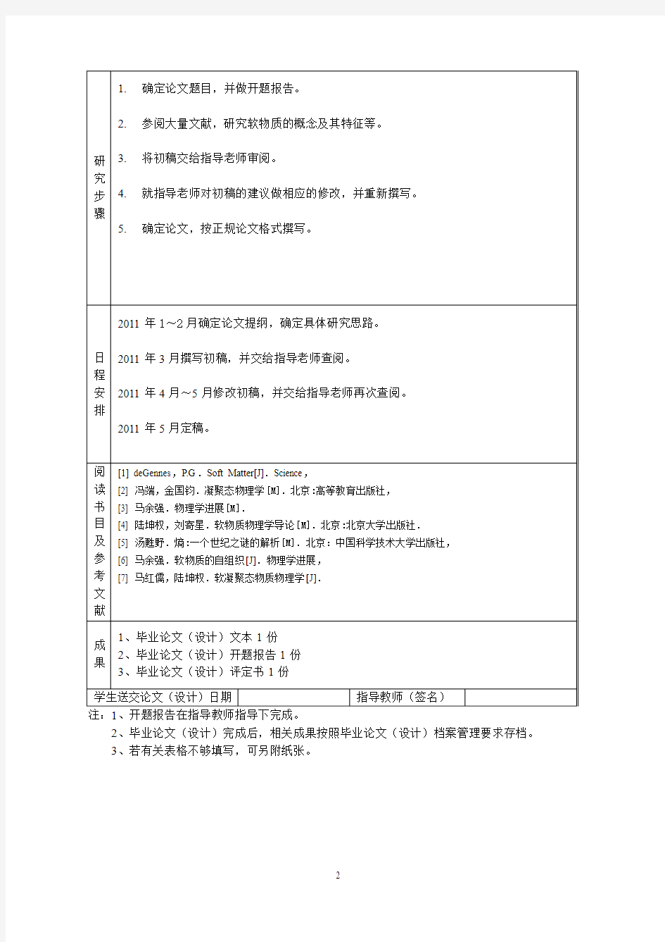 软物质的开题报告