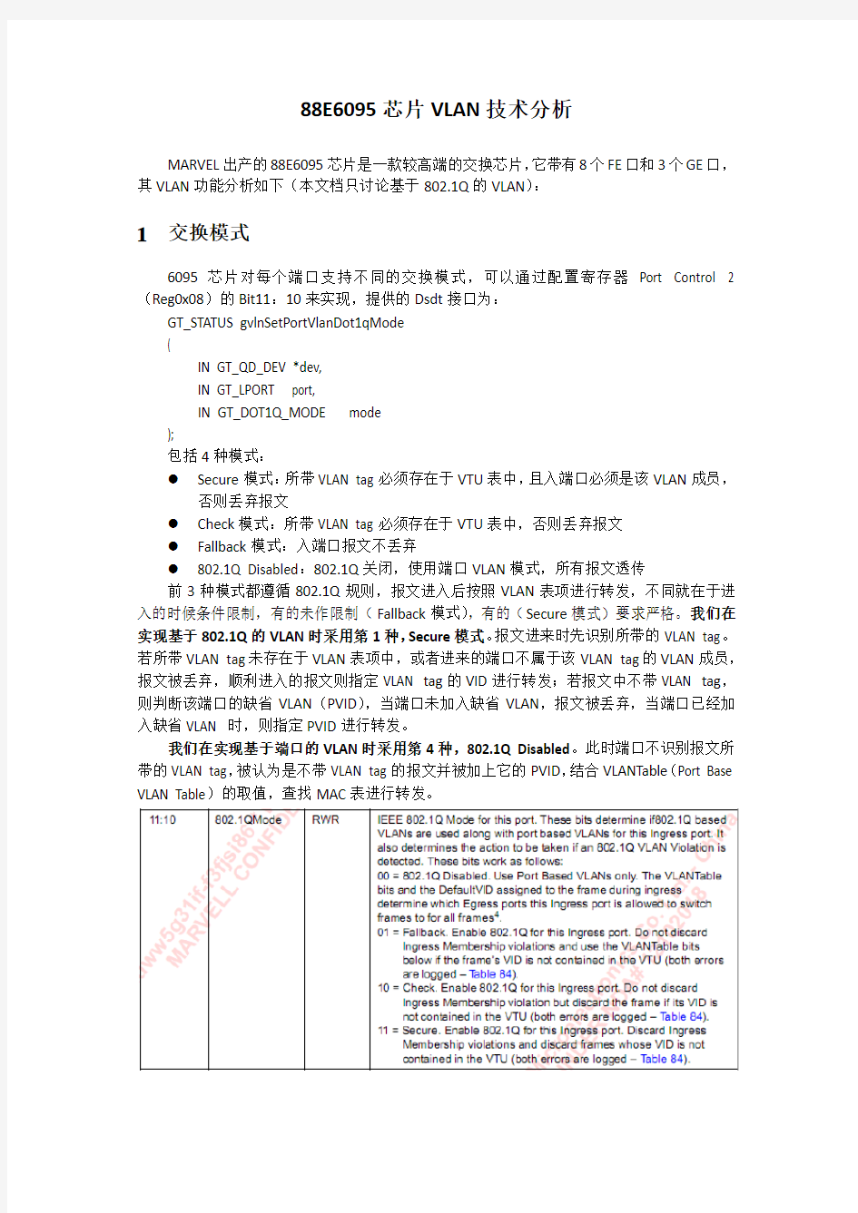 88E6095芯片VLAN技术分析