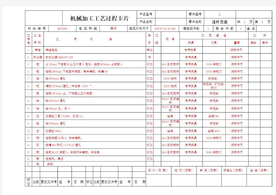 机械加工工艺过程卡片样例