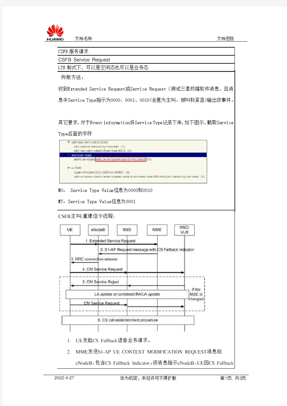 CSFB主被叫信令流程