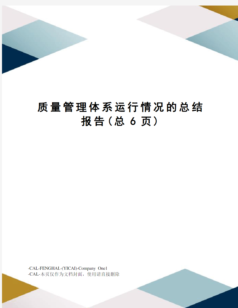 质量管理体系运行情况的总结报告(总6页)