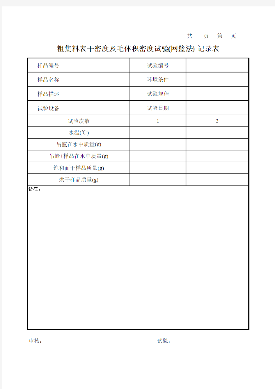 粗集料表干密度及毛体积密度试验