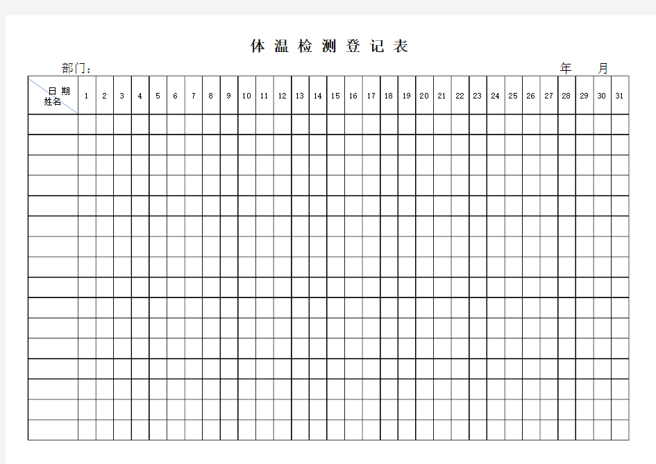 体温检测登记表