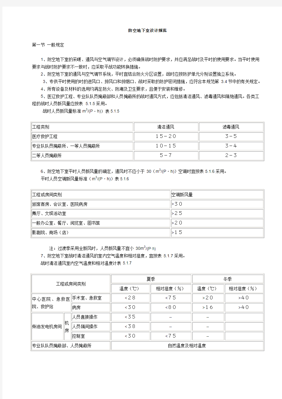 防空地下室设计规范.