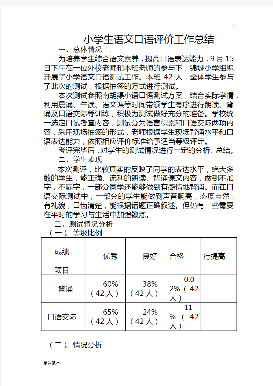 普通话口语考核及学校口语考核总结总结