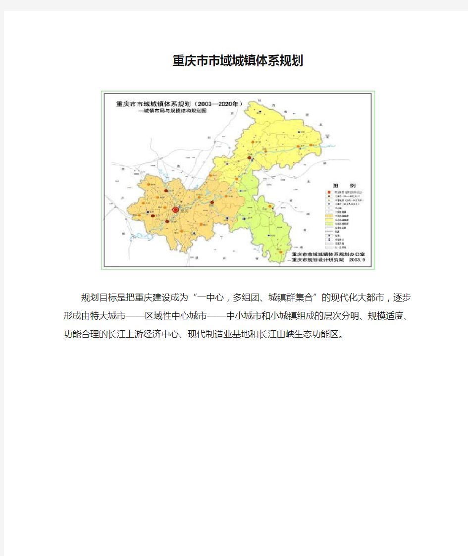 重庆市市域城镇体系规划.