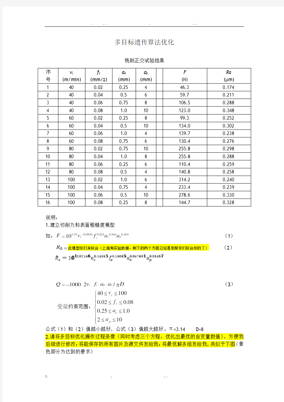 遗传算法多目标函数优化