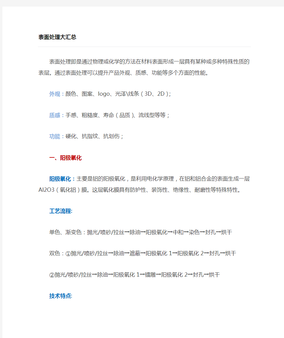 表面处理工艺大全