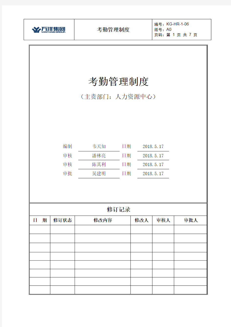 万洋集团考勤管理制度[1]