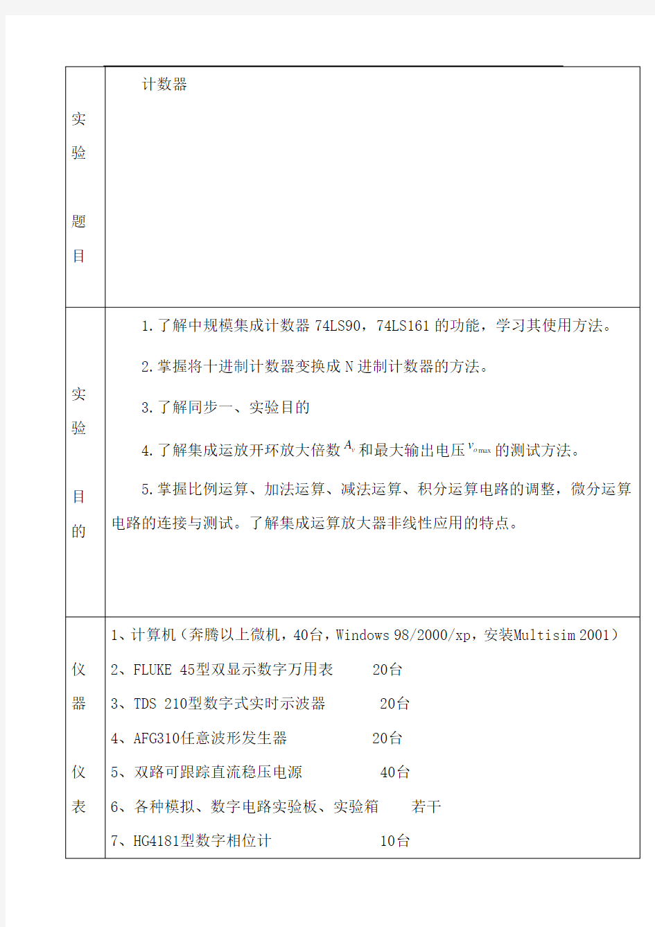 四川大学网络教育学院电工电子综合实践——计数器