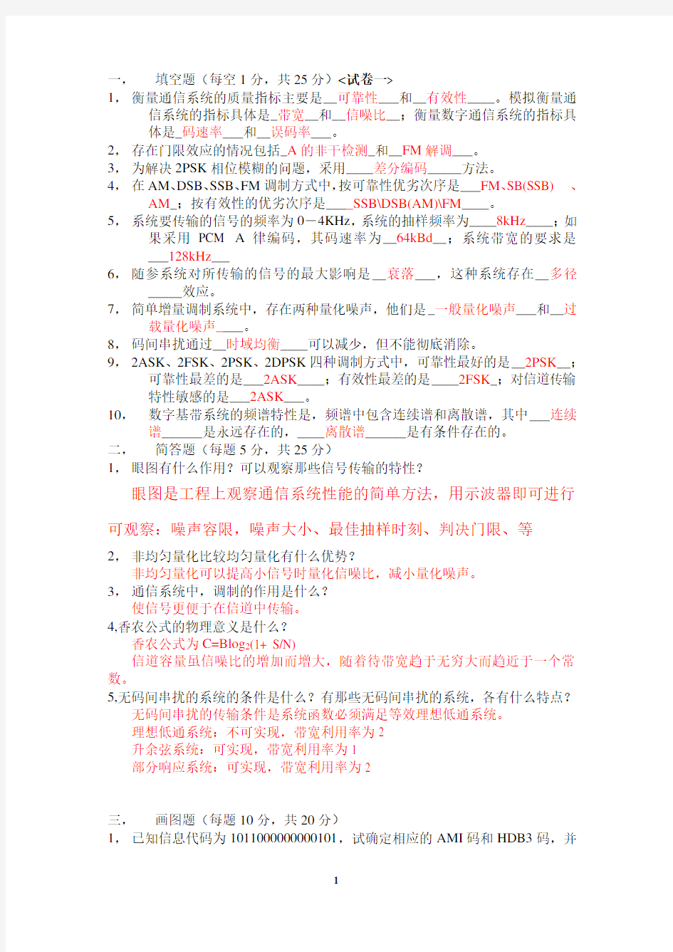 南京理工大学紫金学院通原试卷