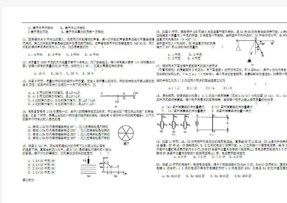 上海市2005年第19届初中物理竞赛(大同杯)初赛试题