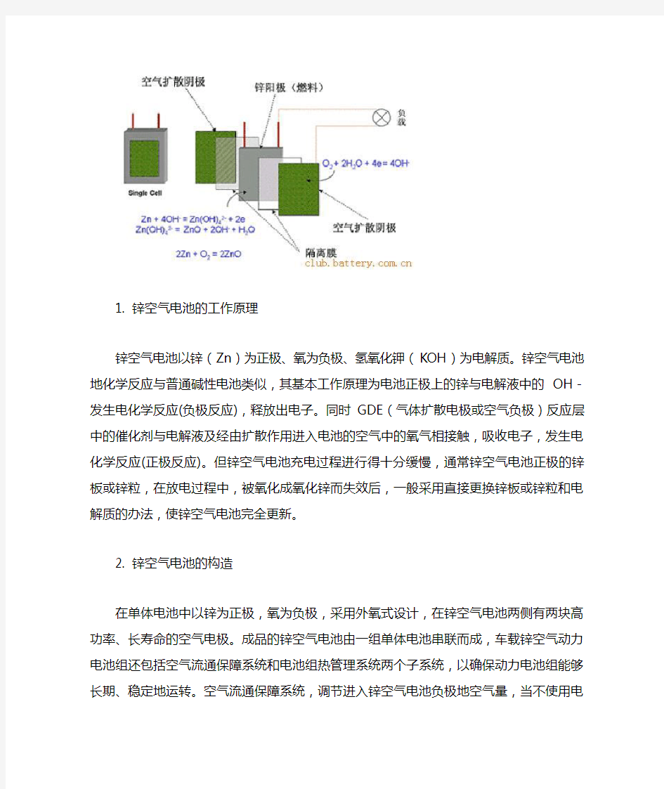 1. 锌空气电池的工作原理