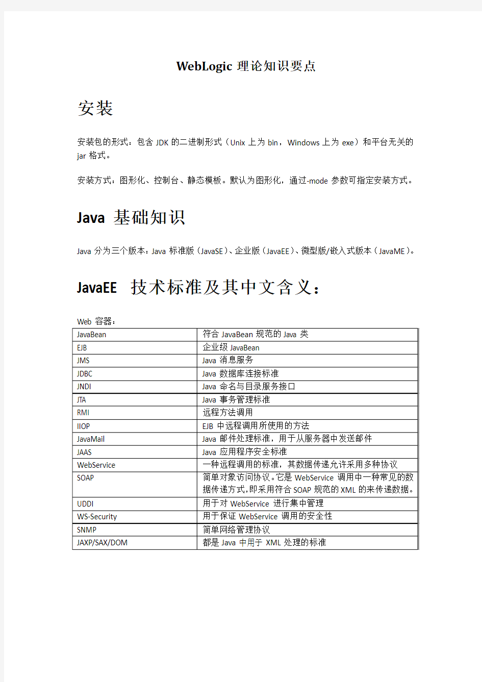 weblogic理论知识点