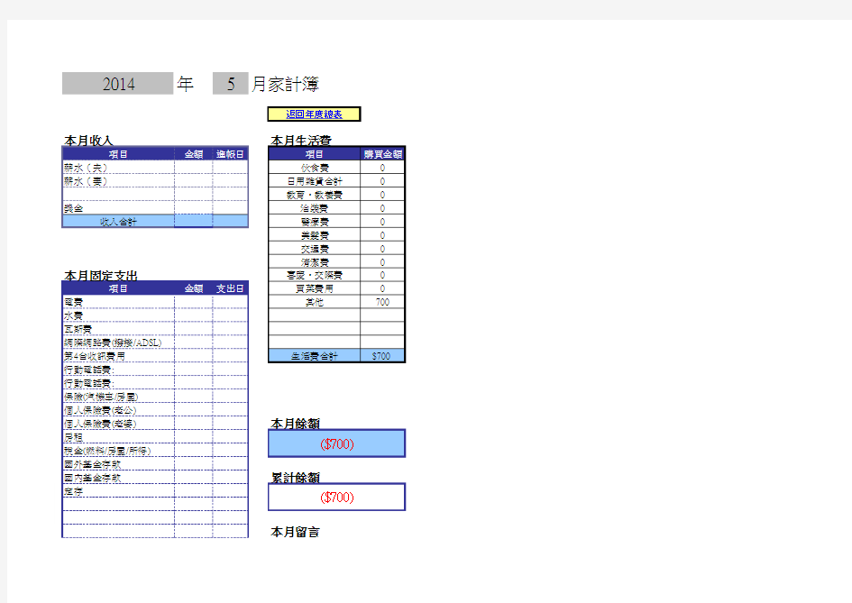 免费记账本Excel模板(公司个人均可用)