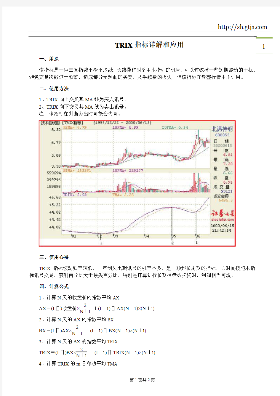 股票技术分析之TRIX指标详解和应用