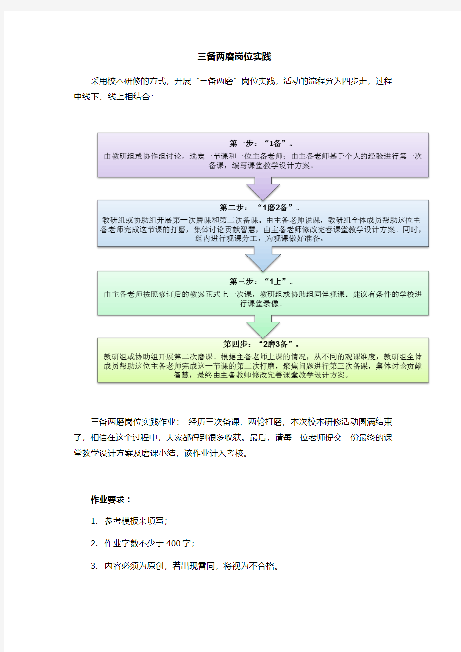 三备两磨岗位实践作业模板