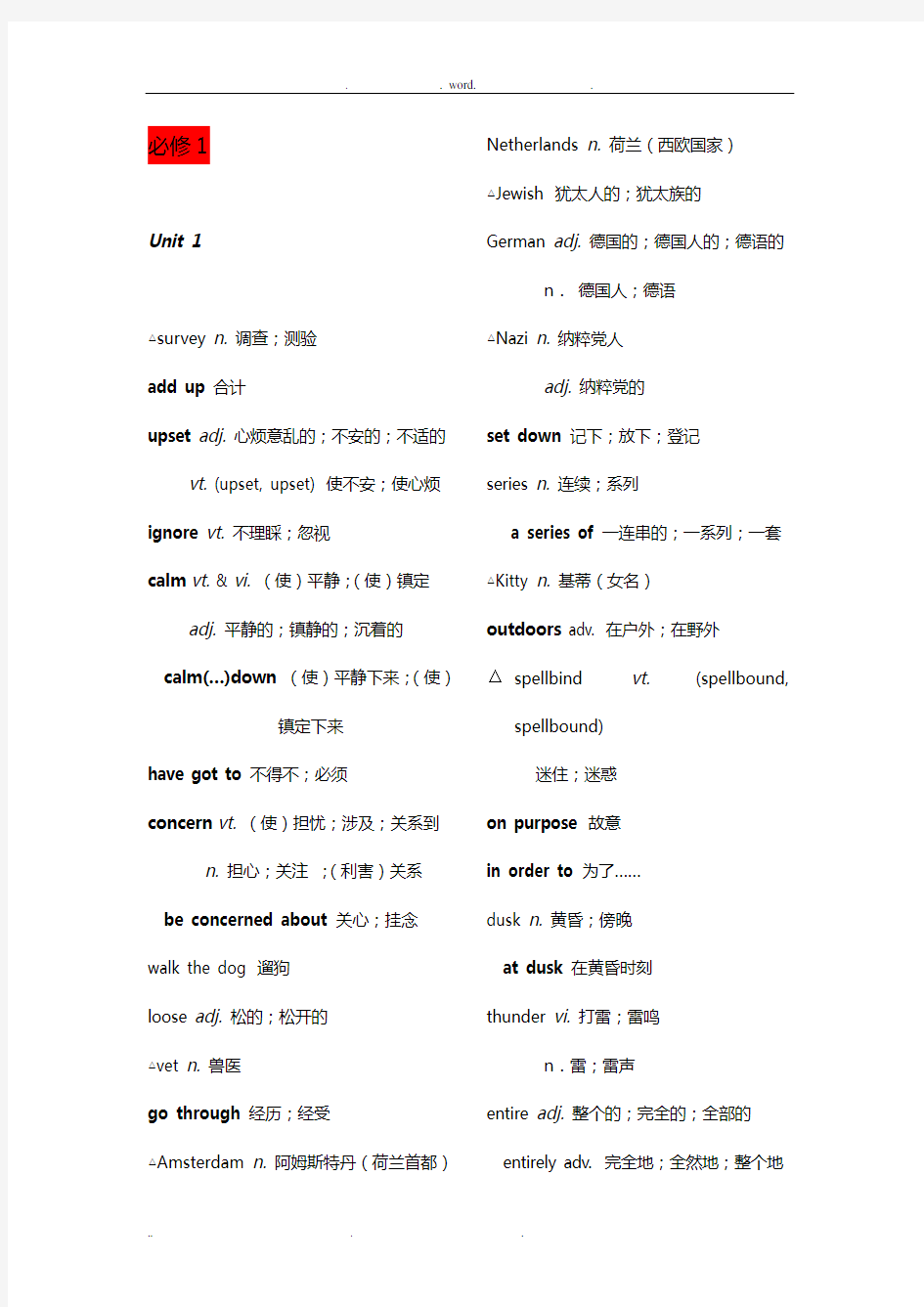 人教版高中英语全部单词