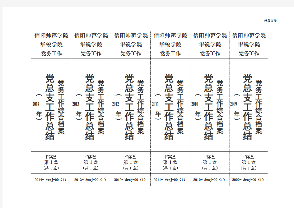 党建档案盒侧面标签模式汇总