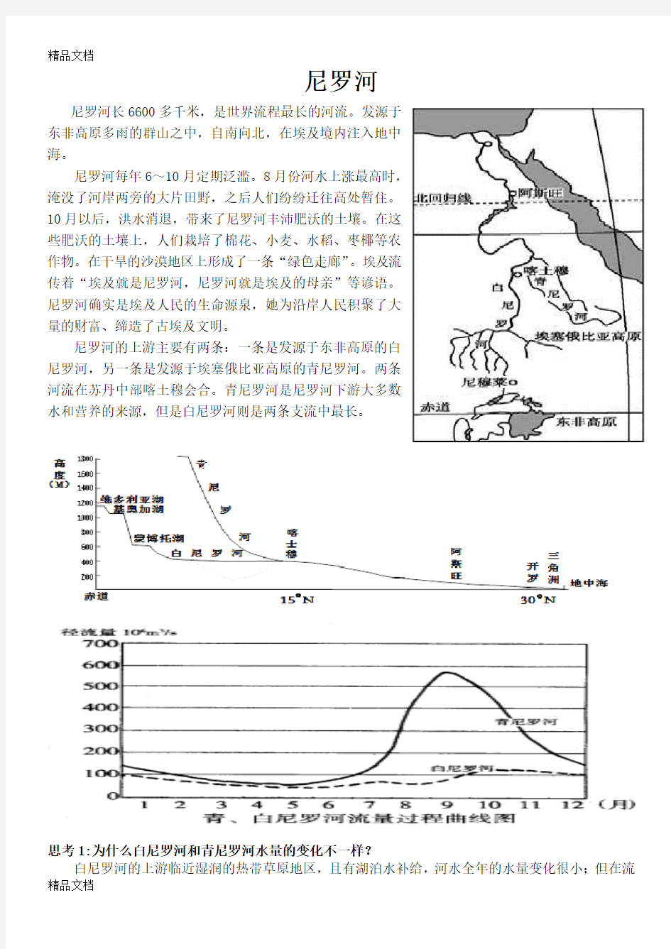 高考地理非洲尼罗河学习资料