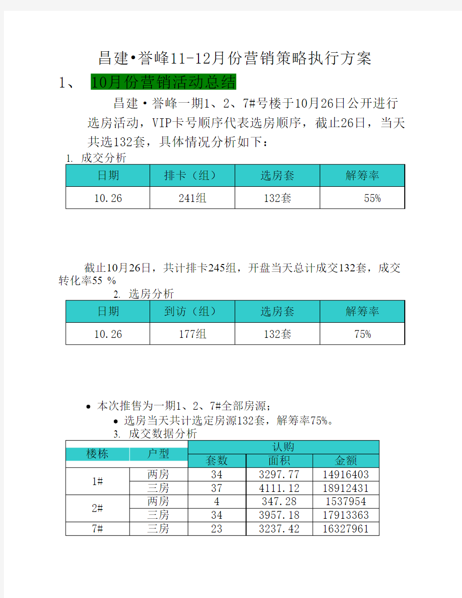 xx11-12月份营销策略执行方案(终)