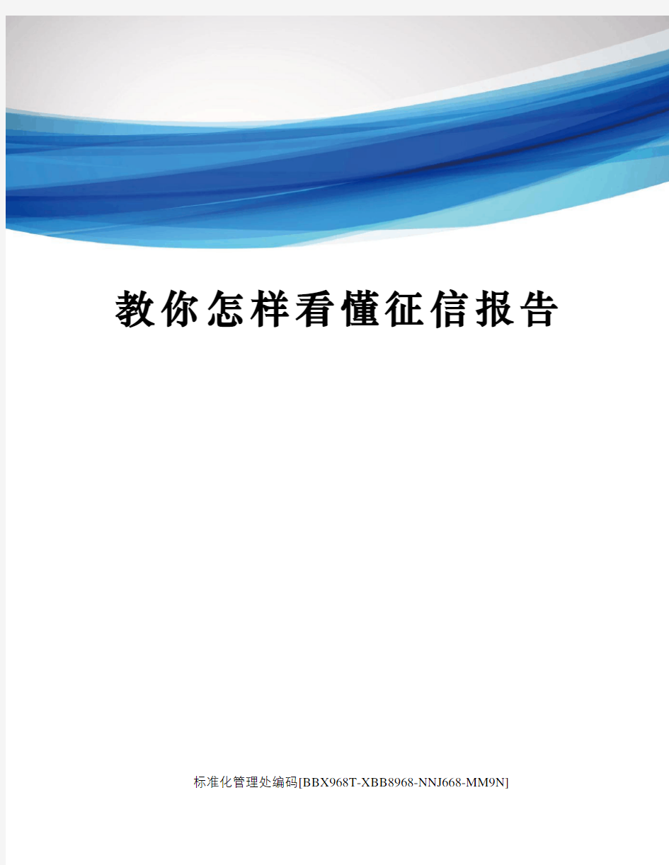 教你怎样看懂征信报告审核稿